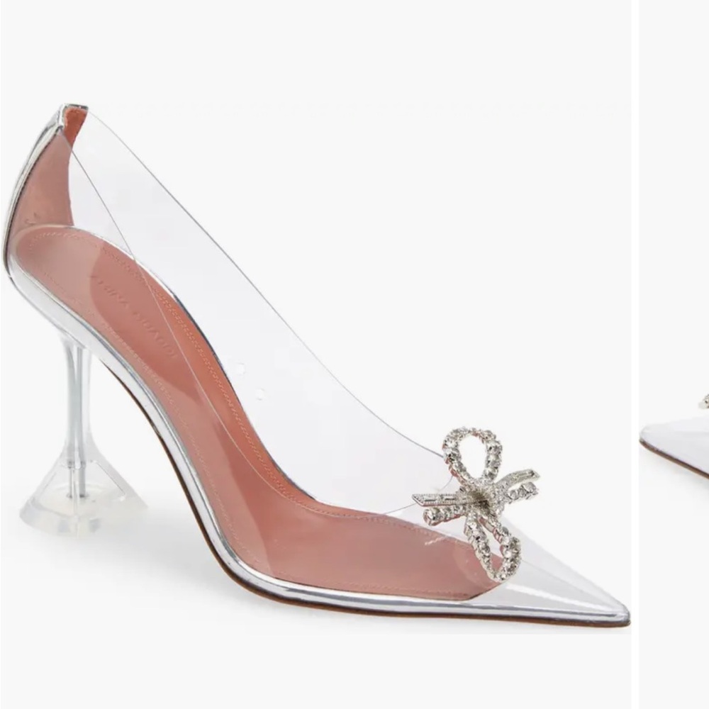 NIB Amina Muaddi Rosie Glass Pointed Toe Pump Size 40 AUTHENTIC